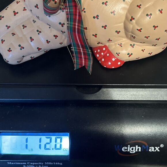 Vintage Kimple Mold Christmas Laying Quilted Hand Painted Ceramic Signed AS 1986 - Picture 12 of 12